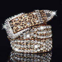 Fashion Rhinestone Studded Belts for Women White Red Black Waist Belt Female Leopard Y2K 110cm, 3.3cm Width Goth Accessories