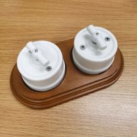 EU Ceramic Rotary Switch Wall Lamp Smart Light Knob Switch EU Socket 10A 250V For Home Decoration Power Points  Switches Savers