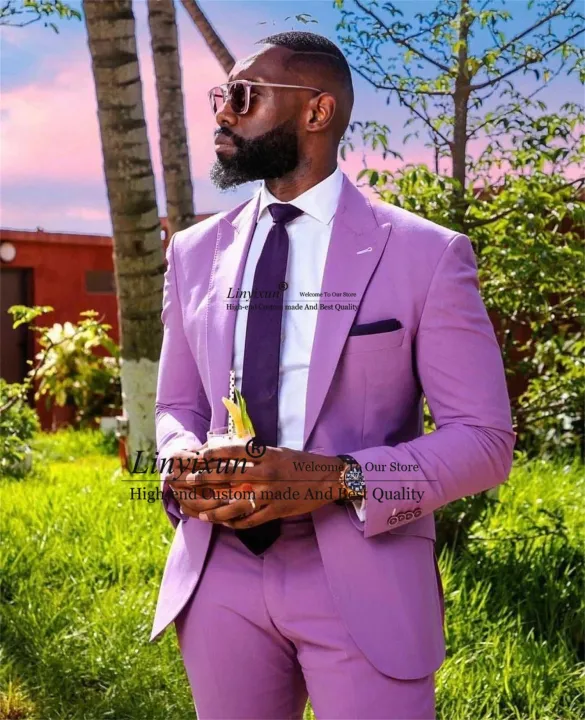 purple and black mens suit