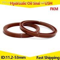 USH Hydraulic Oil SealPiston/Piston Rod/Shaft Seals FluorineRubberOil Pumps EnginesBrown2PcsID 11.2-53mm