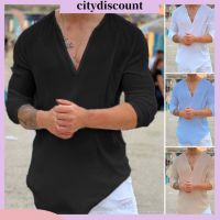 citydiscount เสื้อยืดลําลอง คอวีลึก เหมาะกับฤดูร้อน สําหรับผู้ชาย ใส่ในร่ม กลางแจ้ง