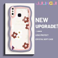 เคส Jlingji สำหรับ Infinix Smart 4เคส X653 4C แฟชั่นสีแดงดอกไม้ดีไซน์ใหม่ขอบคลื่นเคสมือถือกันกระแทกแบบใสนิ่มเคสป้องกันอ่อนโยนแบบเรียบง่าย