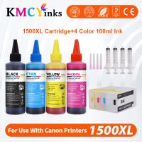 KMCYinks PGI-1500 Refillable Ink Cartridge + 4 Bottle Dye Ink for Canon MAXIFY MB2050 MB2150 MB2350 Inkjet Printer for PGI1500 Ink Cartridges