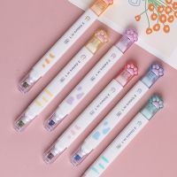 J14 6แพ็ค/ ล็อต Kawaii กรงเล็บแมวหัวคู่12สีปากกาเน้นข้อความศิลปะเครื่องเขียนปากกาเรืองแสงของขวัญเครื่องเขียนน่ารักอุปกรณ์การเรียน