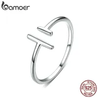 Bameor แท้925เงินสเตอร์ลิง Simple Minimalist เปิดแหวนนิ้วปรับได้สำหรับแฟชั่นหญิง Bijoux SCR555