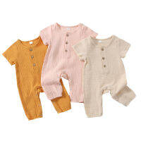 【Forever CY Baby】Infant Baby Girls Boys Romper Solid Color Short Sleeve Bodysuit Summer Buttons Casual One-Piece Clothes