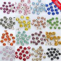 36ชิ้น8มิลลิเมตรที่มีสีสันเย็บบนแก้วคริสตัล Rhinestone Flatback Diamante Diy จักรเย็บผ้ารอบหินตกแต่งเงินถ้วยกรงเล็บ4หลุมจักรเย็บผ้าลูกปัดหัตถกรรมเสื้อผ้า