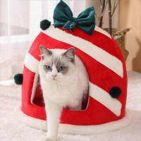 Cat Cages Indoor Red and Green Christmas Indoor Cat Kennels Plush Soft Thickened Decorative Pet Crates for Cattery Kittens Cats Puppies Dogs Home presents