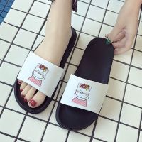 【CW】 2021 Summer Women Slippers Cute Cartoon Cat Pattern Print open toe flip flops cool and comfortable beach sandals