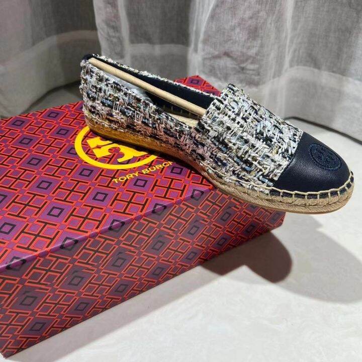 2023-new-tory-burch-three-colors-sheep-leather-cloth-top-patchwork-fisherman-shoes-casual-flats