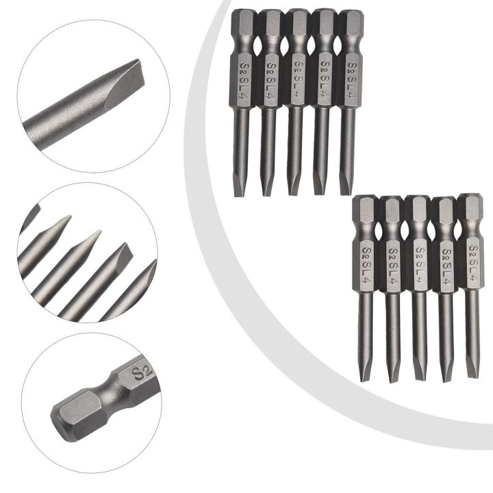 10pcs-50mm-sl4-magnetic-slotted-cross-screwdriver-bits-set-waterproof-batch-head-for-hand-electric-drill-hand-drill-hand-tool-screw-nut-drivers
