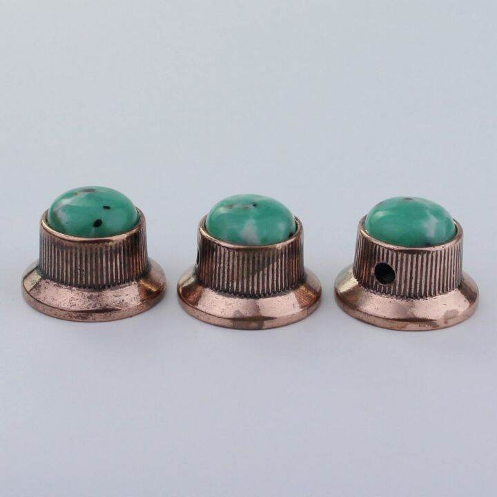 guyker-potentiometer-knob-electric-guitar-bass-metal-control-volume-knob-hat-type-green-turquoise-surface-guitar-bass-accessories