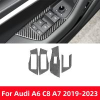 สำหรับออดี้ A6L A6 C8 A7 2019-2023อุปกรณ์เสริมในรถยนต์ Windows ควบคุมยกแผงปกตัดคาร์บอนไฟเบอร์สติกเกอร์ตกแต่ง