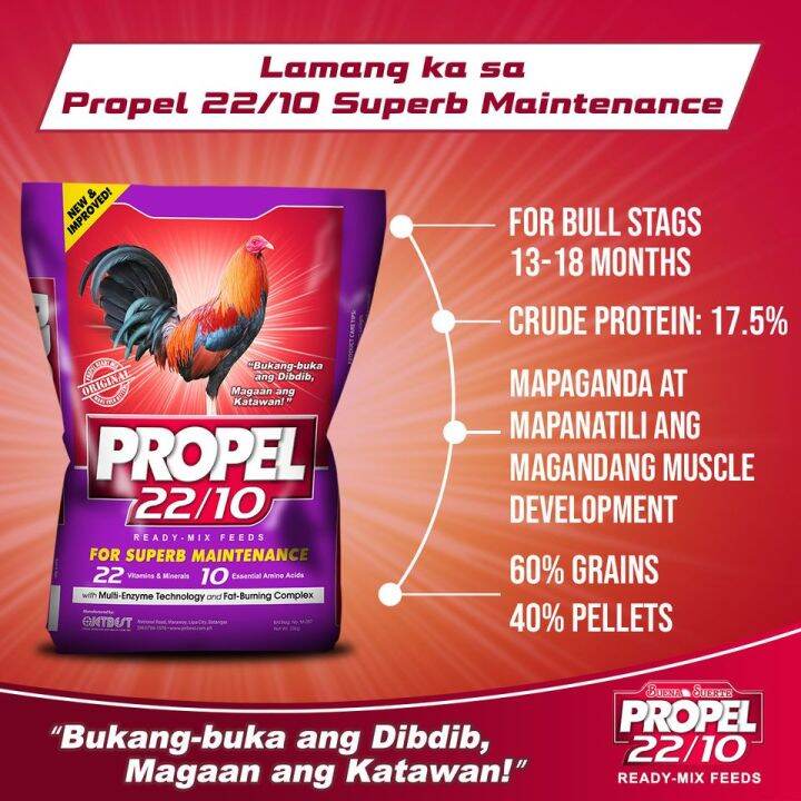 Propel 22/10 Superb Gamefowl Maintenance Feeds for Bullstags 1318 months (25KILOS) Lazada PH