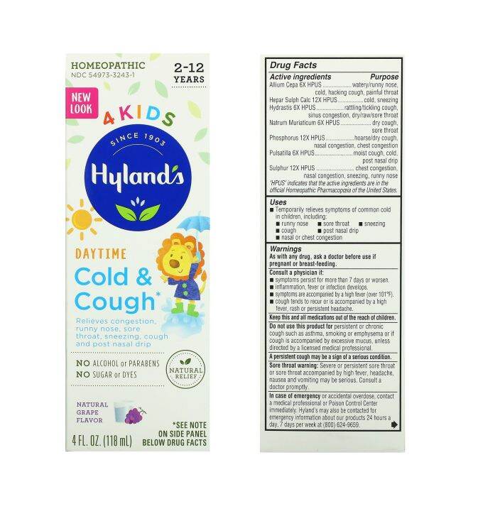 [PREORDER] 4 KIDS COLD & COUGH DAYTIME AGES 212 NATURAL GRAPE 118ML