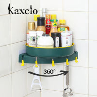 Kaxcio ชั้นวางจัดระเบียบห้องครัวสามเหลี่ยมห้องน้ำชั้นวางของติดผนังชั้นหมุนได้กล่องเก็บของห้องน้ำชั้นวางของเข้ามุม