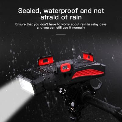 Multifunction 4-in-1 Bicycle Headlight Front Light Flashlight Lantern Lamp MTB Bicycle Bike Accessories Spare Parts Phone Holder