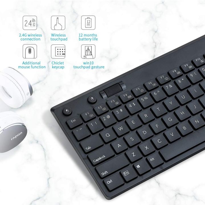 คีย์บอร์ดไร้สาย-rapoo-keyboard-wireless-touchpad-k2800-black