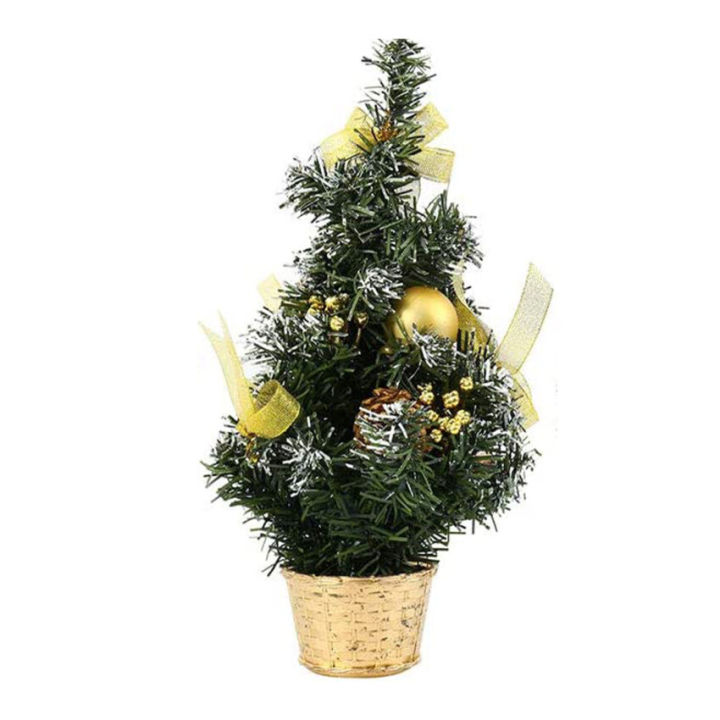 Mini ลูกบอลตกแต่งต้นคริสต์มาส Bowknot โคนลูกสนดอกไม้เครื่องประดับประดิษฐ์โต๊ะ Xmas ตกแต่ง (Golden, 30ซม.)