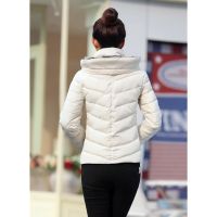 Casual hooded women winter jacket short cotton padded womens coat casaco feminino inverno solid color parka stand collar