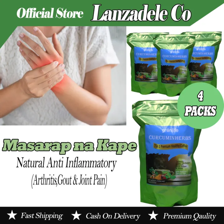 [4 Packs] CURCUMINHERBS 100 Organic Turmeric Curcumin Herb Coffee Natural for Arthritis, Gout