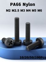 10~100pcs M2 M2.5 M3 M4 M5 M6 M8 Black Nylon Round head cross screw Plastic insulation Mushroom Phillips Recessed Machine Bolt Nails Screws  Fasteners