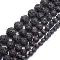 Wholesale 4-14mm Natural Black Volcanic Lava Stone Round Beads 15 Pick Size For Jewelry Making diy Bracelet