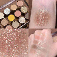 อายแชโดว์พาเลทเมคอัพติดทนนาน Matte Earth Color Glitter Shimmer 12 Color