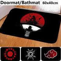 Japan Anime Kakashi Sasuke Naruto Itachi Uchiha Akatsuki Clouds Logo Pattern Print Home  Decoration Door Mats Water-absorb Floor Bath Mat Toilet Room Anti-slip Mat 60x40CM