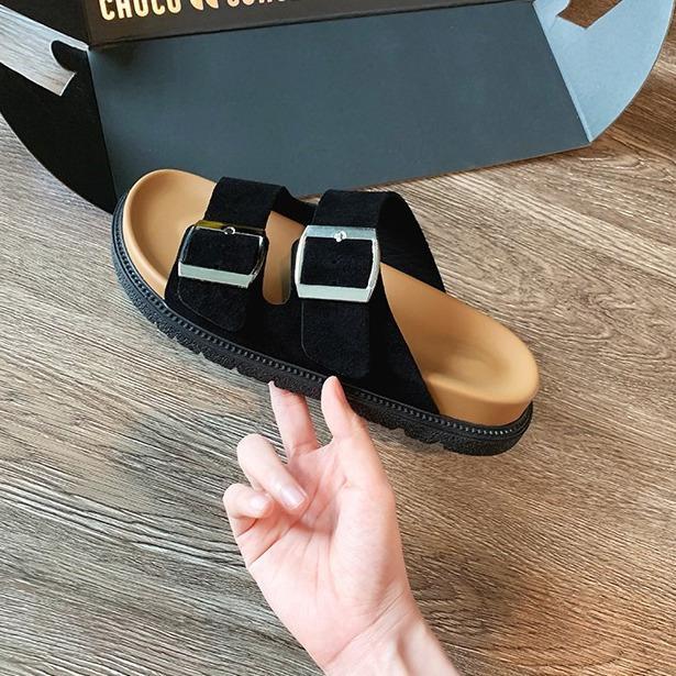 hot-sale-sandals-and-slippers-women-korean-version-of-birkenstock-2023-summer-new-round-head-one-word-with-square-buckle-casual-outer-sandals