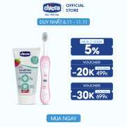 Combo Kem đánh răng Chicco hương Dâu dành cho bé trên 1y+ Bàn chải đánh