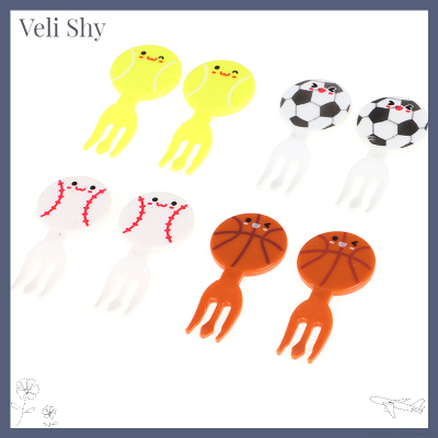 Veli Shy 8ชิ้นมินิฟุตบอลการ์ตูนส้อมผลไม้กีฬาขนมอาหารเค้กขนมไม้จิ้มฟัน