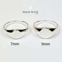 Signet Ring แหวนหัวกลมแบน แบบเกลี้ยง เรียบๆ เท่ๆ แหวนเงินแท้ 92.5% Major Silver