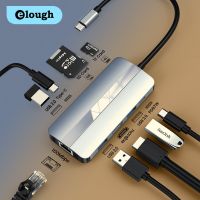 USB Elough Type C เป็น HDMI-USB ที่เข้ากันได้ USB 3.0อะแดปเตอร์9 8 In 1 Type C ฮับ4K 60Hz สำหรับแมคบุ๊กโปรแอร์ USB C Splitter