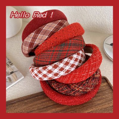 【YF】 UXSL Red Knitting Wool Headband for Women Girl Wide Side Sponge Hair Hoop Christmas Decorate Band New Year Accessories
