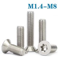 10pcs M1.4 M1.6 M2 M2.5 M3 M4 M5 M6 M8 GB2673 304 A2-70 Stainless Steel Six Lobe Torx Flat Countersunk Head Screw Bolt