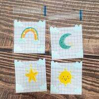 CW 100pcsDesignsmoon rainbow sunCookieGift Plasticbag weddingDecorations for7X7CM