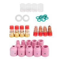 40pcs Collets Body Stubby Gas Lens + 17CB20G Collets Body #10 Glass Cup Assemble Kit For Tig WP-17/18/26 Welding Torch