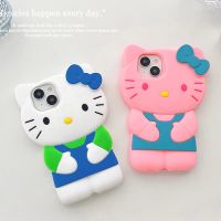 3D Stereoscopi Sanrio Hello Kitty Phone Case for IPhone 14 13 12 11 Pro Max Mini X XR XS MAX 7 8Plus Silicone Soft Back Cover