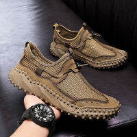 ฤดูร้อน Breathable Handmade Designer Slip On Casual Mens รองเท้าหนา Hollow Out รองเท้าผ้าใบน้ำหนักเบากลางแจ้งรองเท้าหนังนิ่ม