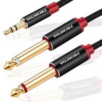 SHULIANCABLE 3.5Mm 1/8 "TRS To Dual 6.35Mm 1/4" TS สายโมโนสเตอริโอ Y-ตัวแยกเสียงสายสำหรับ iPhone IPod Multimedia Speake Cables