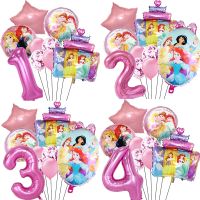 Disney Princess Cinderella Belle Cake Foil Balloons 32inch Number Birthday Party Decoration Globes Baby Shower Toys Children Artificial Flowers  Plant