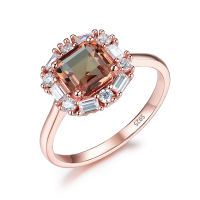 Kuololit 585 rose gold Asscher Diaspore Gemstone Real 925 Sterling Silver ring for Women Luxury Ring for Bride Romantic Birthday