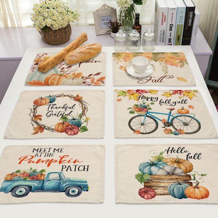 1pcs-thanksgiving-pumpkin-print-linen-dining-mat-the-fall-festival-autumn-harvest-placemat-car-maple-leaf-flower-drink-coaster