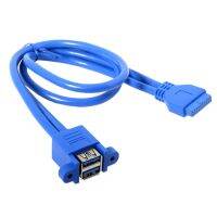 2 Port USB3.0 Hub Header 20Pin ke Adapter Wanita kabel ekstensi braket Motherboard Panel belakang komputer Desktop 50CM