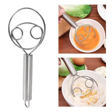 Stainless Steel Coil Egg Beater Flour Mixing Spoon With Long Handle,  Handheld Cream Stirring Tool For Home Baking