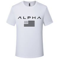 2023 USA ALPHA ใหม่ประเภทนุ่มรอบคอสบายๆแขนสั้นเสื้อยืดผู้ชายร้อนเจาะเสื้อผู้ชายเสื้อจัดส่งฟรี