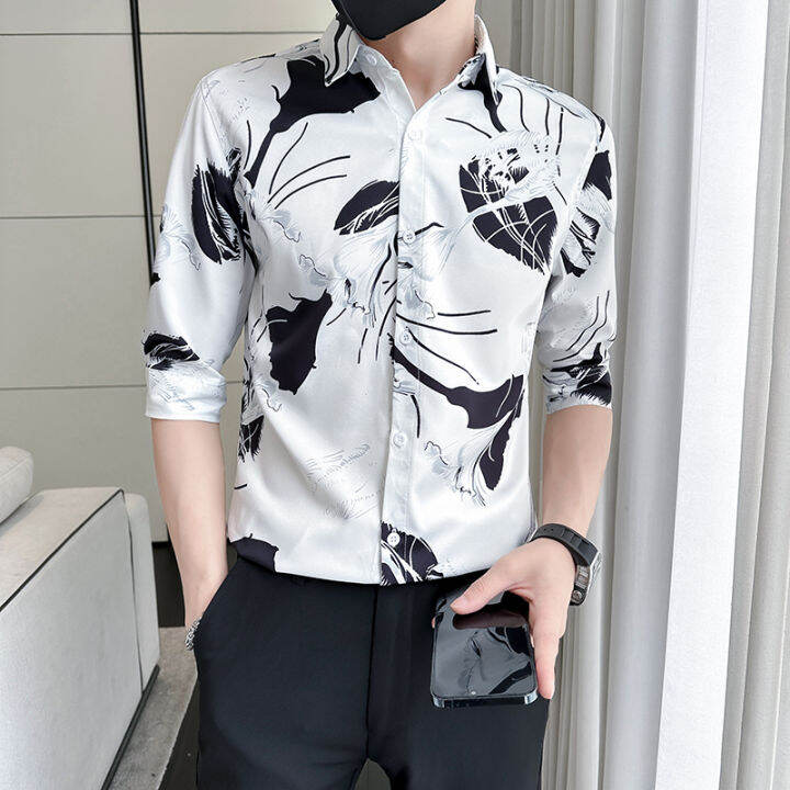 ผู้ชายฤดูร้อนพิมพ์เสื้อแขนสั้นชาย-slim-fit-คุณภาพสูงครึ่งแขนเสื้อธุรกิจเสื้อ-man-lapel-เสื้อ-m-3xl