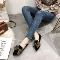 Pointed Toe Suede Ribbon Flat Shoes for Women