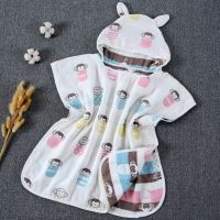 Baby Bath Towel 6 Layers Cotton Gauze Hooded Kids Cape Poncho Cartoon Printed Breathable Absorbent Infant Blanket